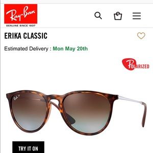 NEW ERIKA BROWN POLARIZED RAY-BAN SUNGLASSES